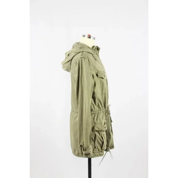 Aritzia TALULA Trooper Green Cotton Twill Hooded Utility Field Jacket, Size S - Picture 3 of 16